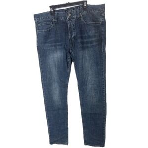 RUDE XXX Mens 36x29 Skinny Jeans Black Wash Button Fly Stretch Rocker